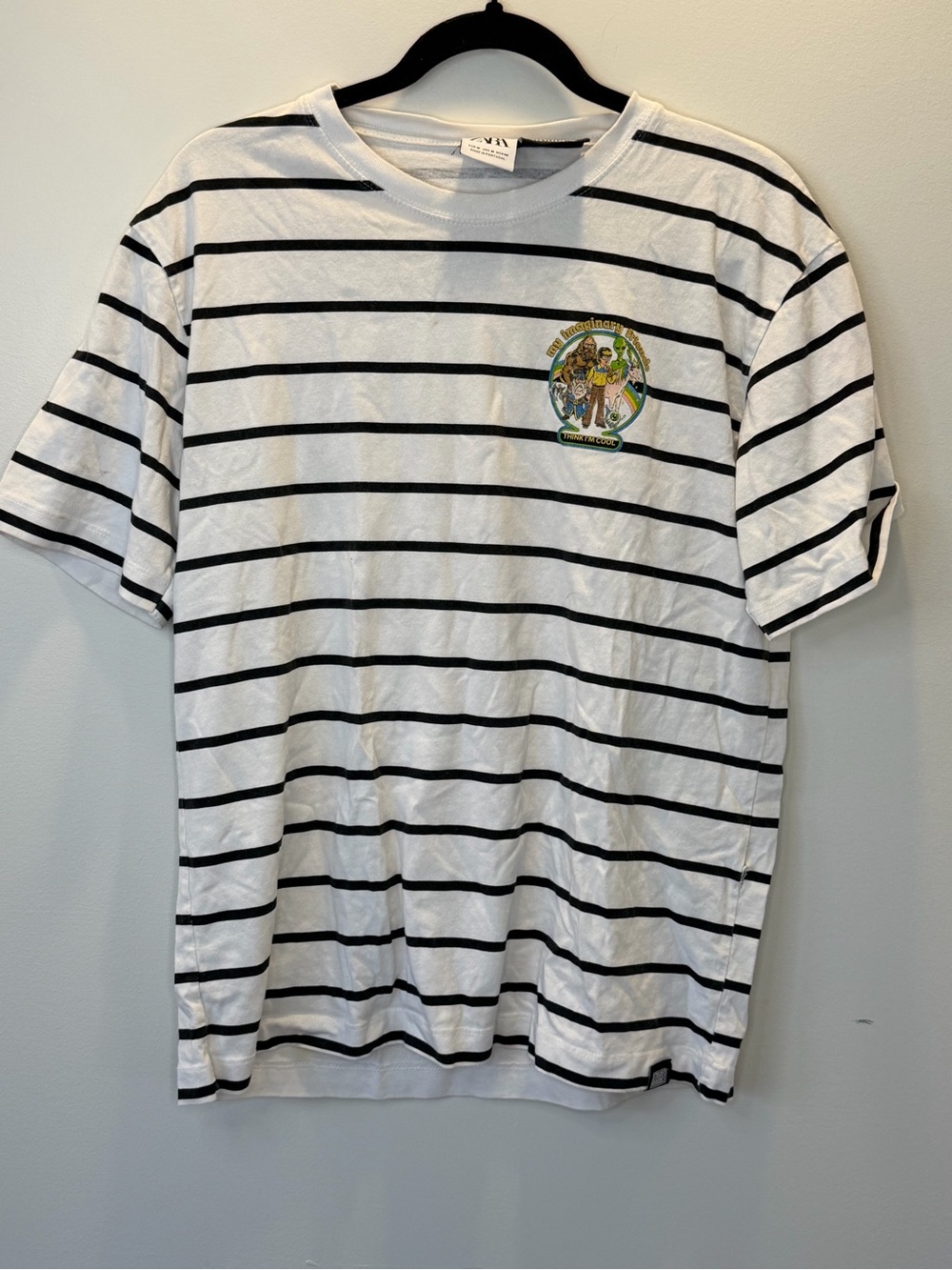 Zara x Steven Rhodes White & Black Striped Short-sleeve shirt.